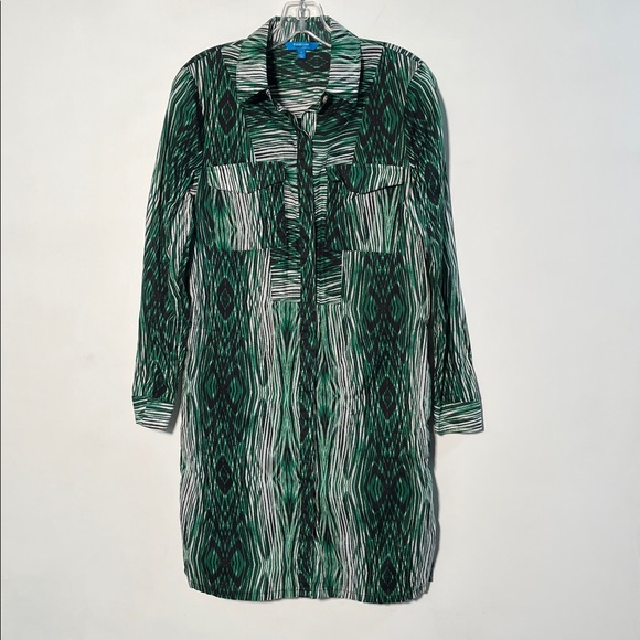 Derek Lam Dresses & Skirts - DEREK LAM FOR DESIGN NATION Career Preppy Green Woodgrain Cotton Shirtdress S